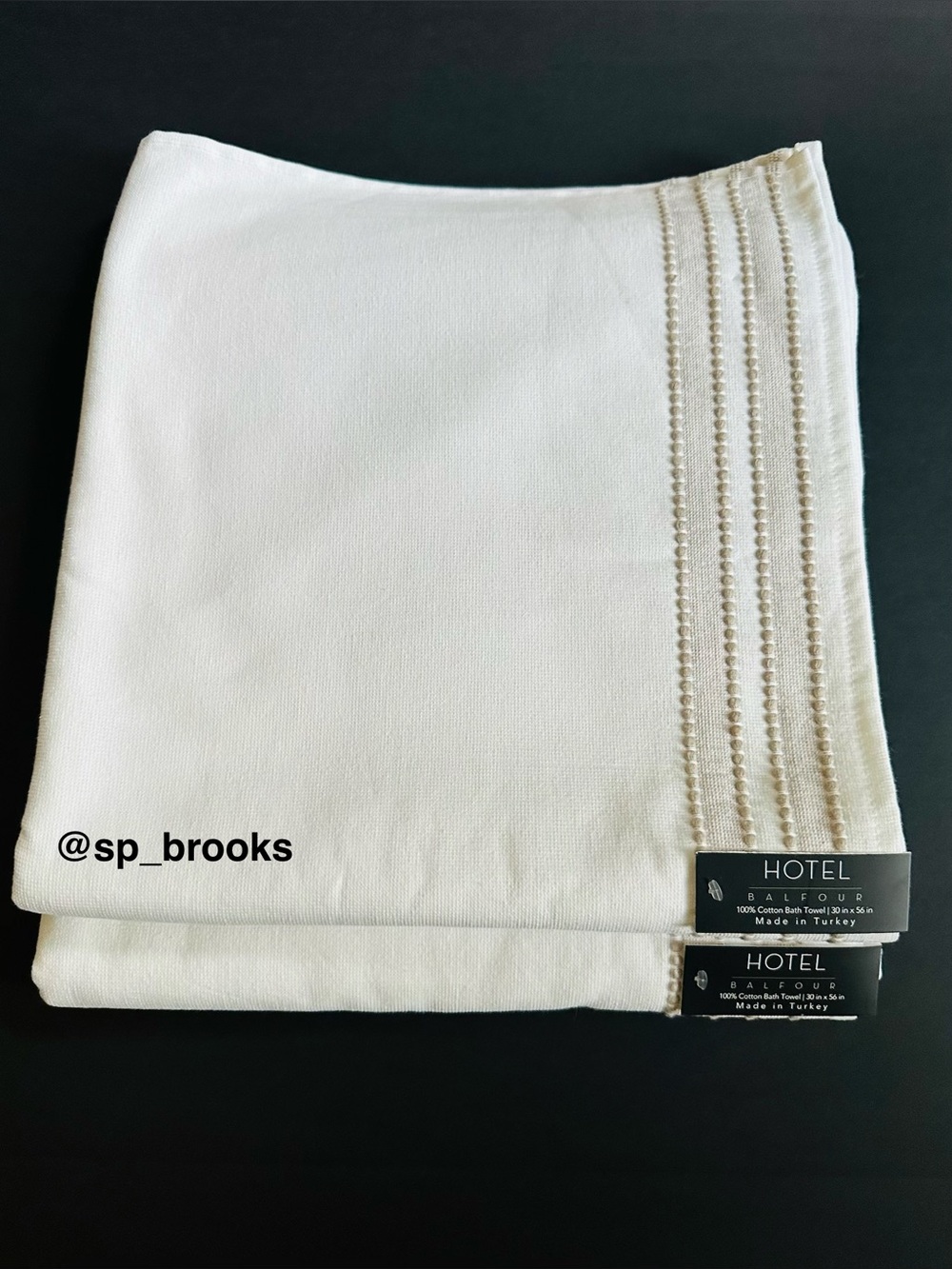 🎁2PC Hotel Balfour Bath Towels - Cotton Ivory & Tan Woven with Terry Reverse